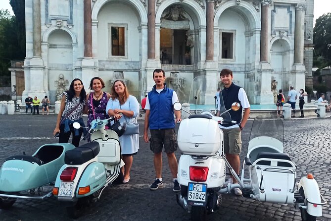 Vespa Sidecar Tour at Day/Night with Pickup - Terme di Caracalla and the Pyramid of Cestius Drive-By