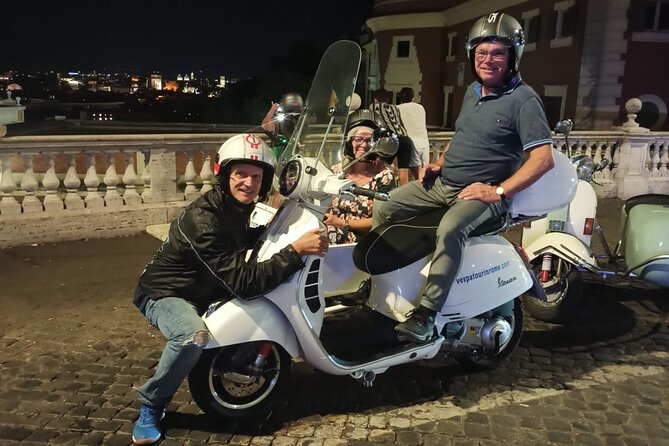 Vespa Sidecar Tour By Night with Pickup - Stop 2: Colosseum Viewpoint Without the Colosseum Ticket