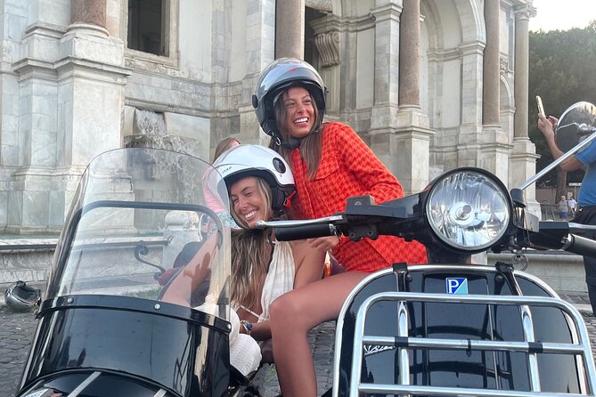 Vespa Sidecar Tour By Night with Pickup - Stop 3: Baths of Caracalla Ruins from the Scooter Seat